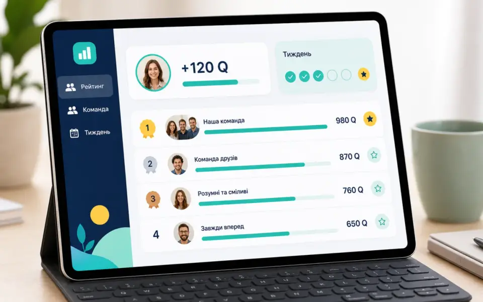 Макет рейтингу команди в кабінеті 4qLife