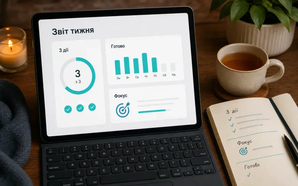 Макет звіту тижня в кабінеті 4qLife